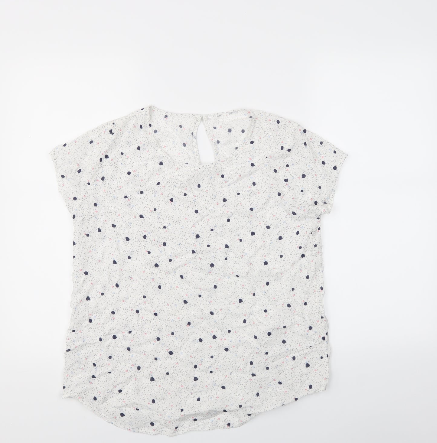 Preworn Womens White Polka Dot  Basic Blouse