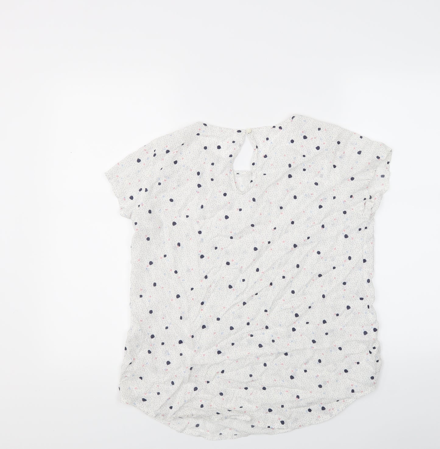 Preworn Womens White Polka Dot  Basic Blouse