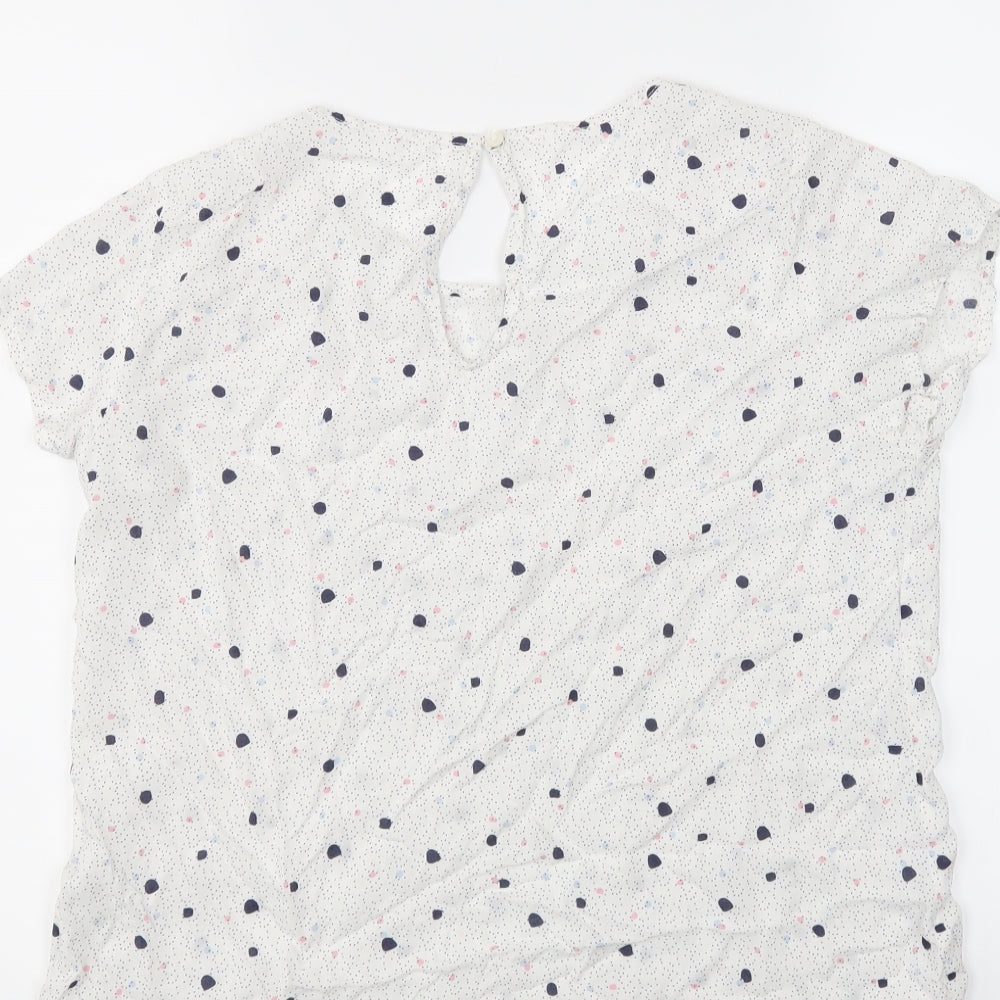 Preworn Womens White Polka Dot  Basic Blouse