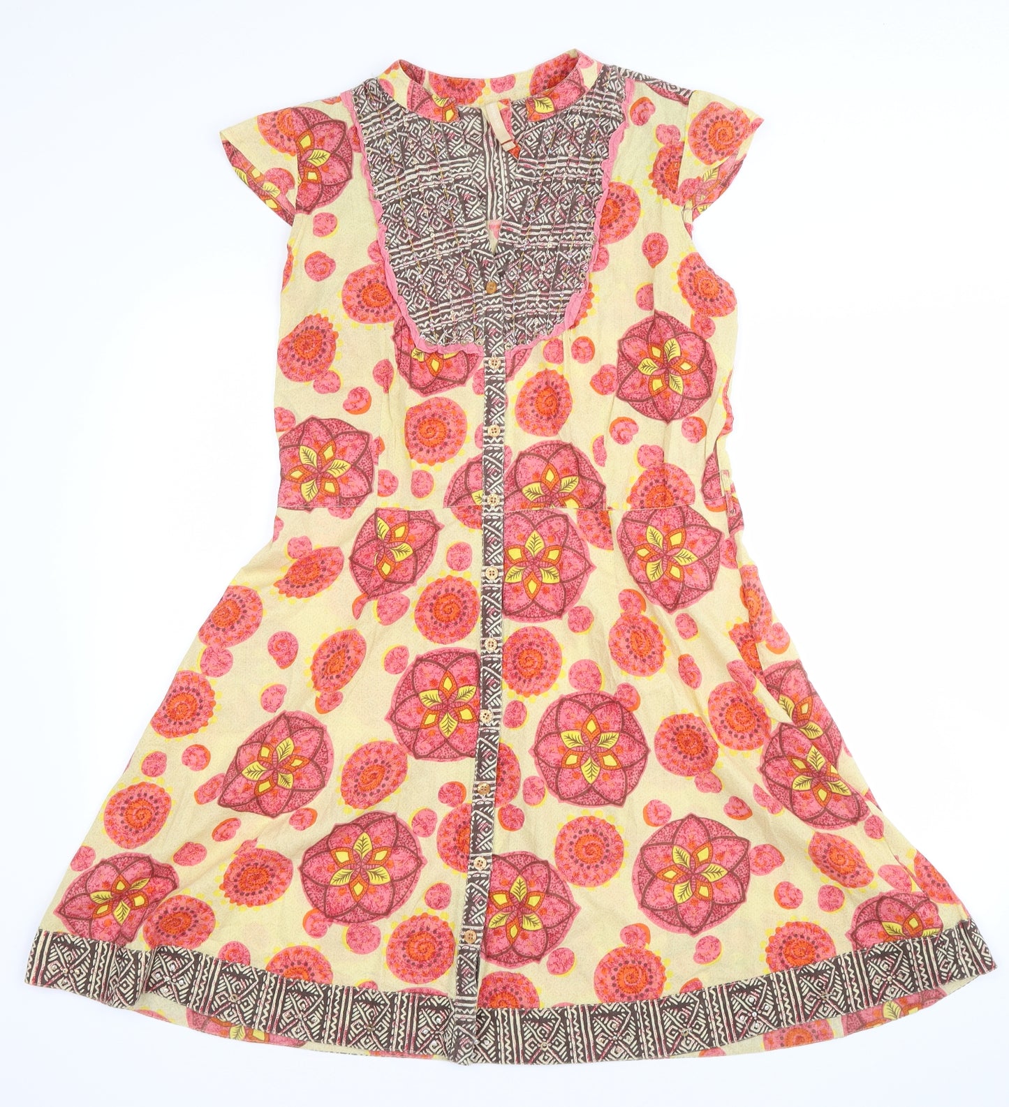 River Island Womens Yellow Floral  T-Shirt Dress  Size 10