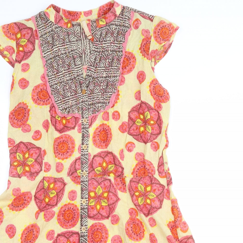 River Island Womens Yellow Floral  T-Shirt Dress  Size 10