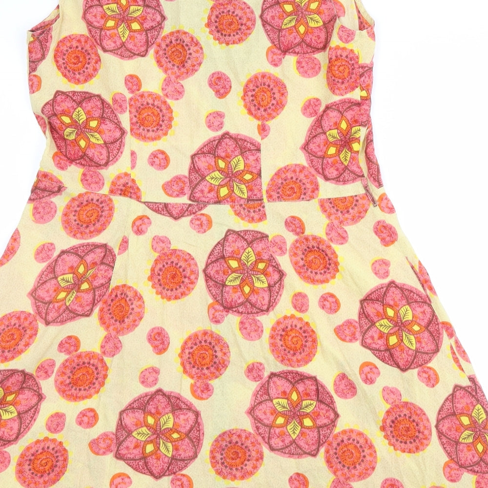 River Island Womens Yellow Floral  T-Shirt Dress  Size 10