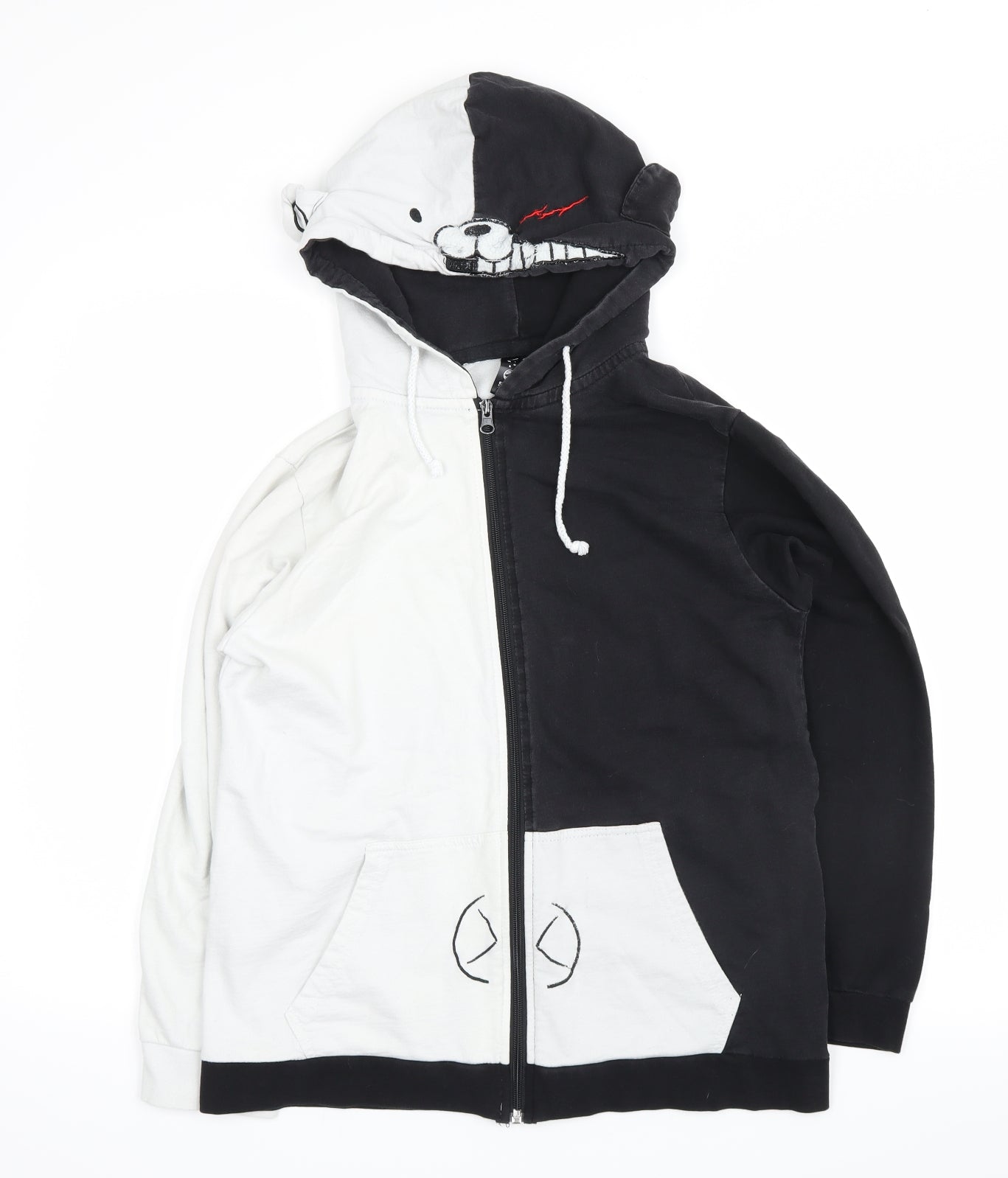 Preworn Womens Black   Full Zip Hoodie Size L  - panda