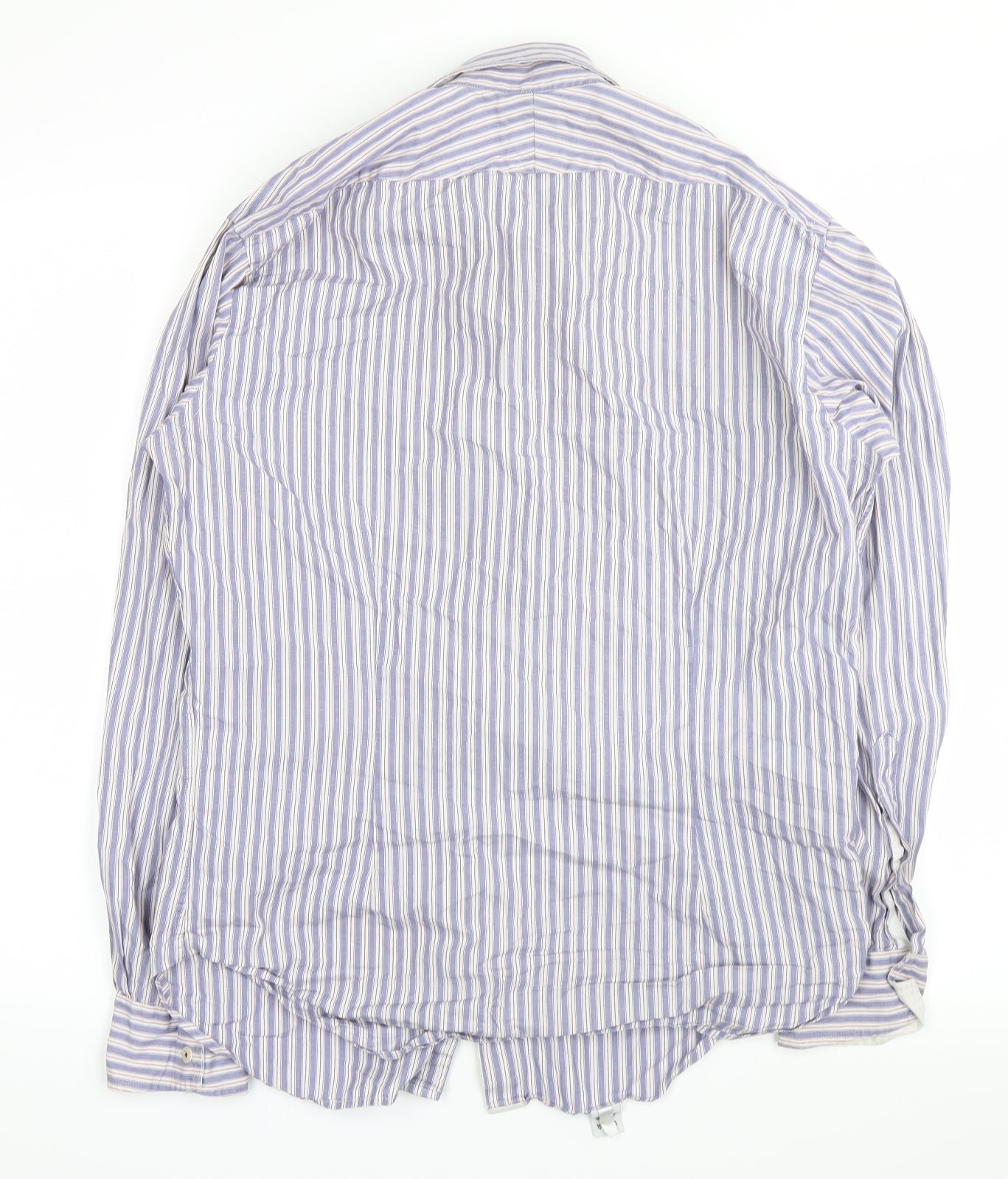 T.M.Lewin Mens Blue Striped   Button-Up Size 15.5