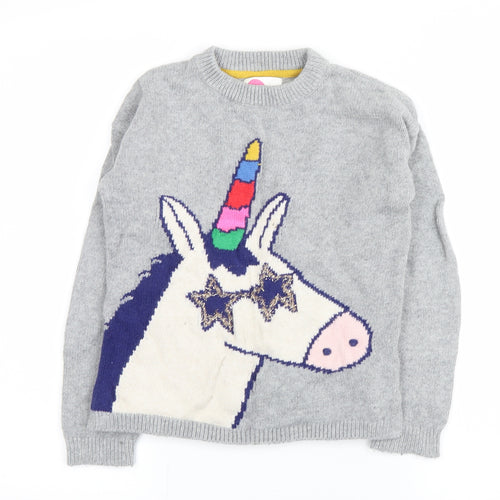 Mini Boden Girls Grey   Pullover Sweatshirt Size 8-9 Years  - unicorn
