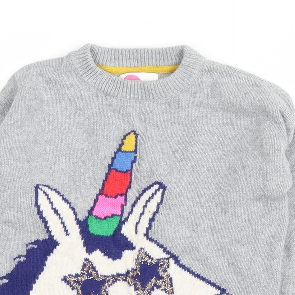 Mini Boden Girls Grey   Pullover Sweatshirt Size 8-9 Years  - unicorn