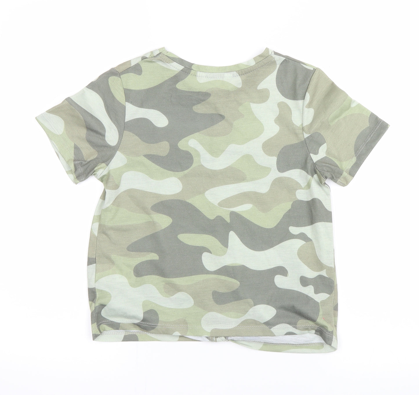 Candy Couture Girls Green Camouflage  Basic T-Shirt Size 11 Years  - vibe