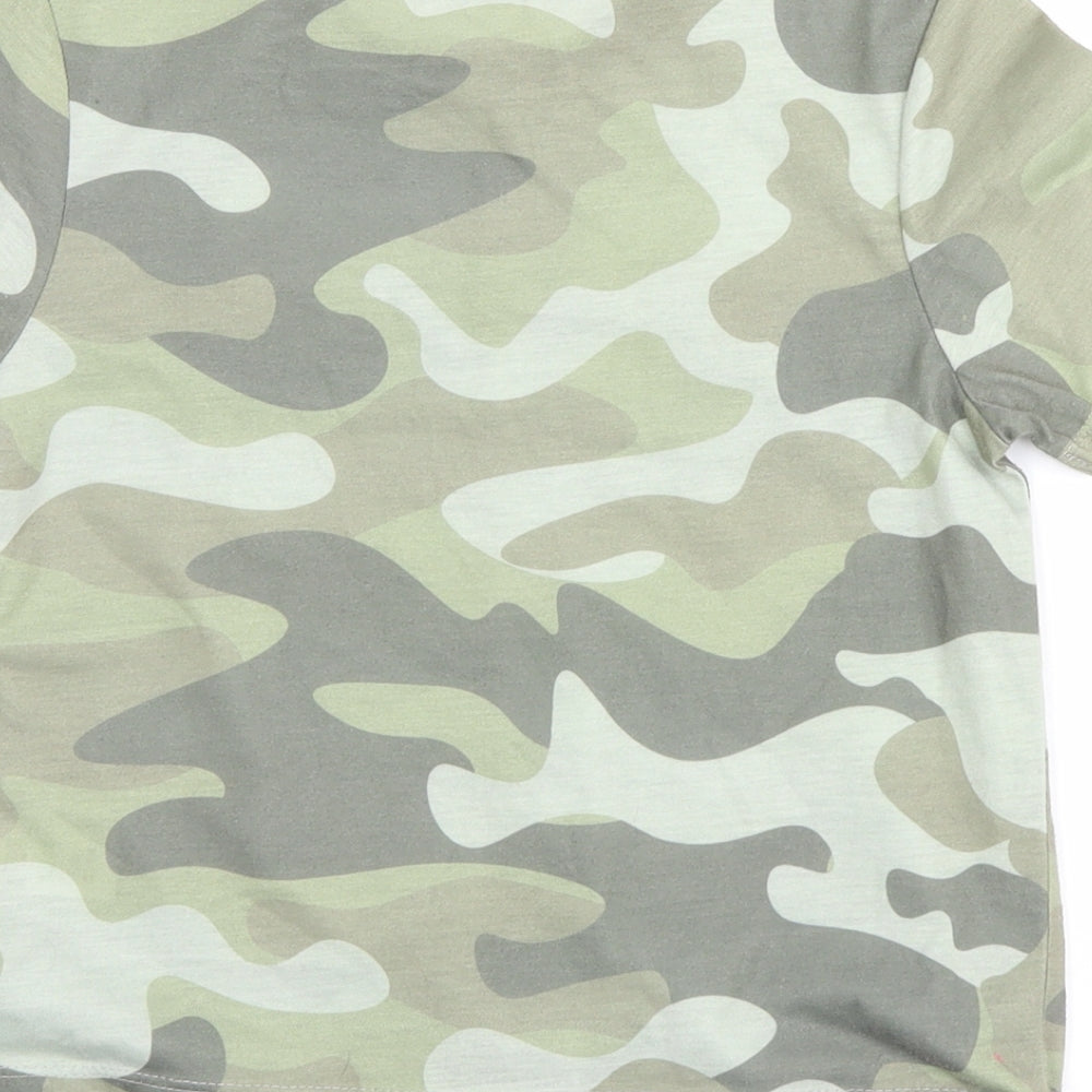 Candy Couture Girls Green Camouflage  Basic T-Shirt Size 11 Years  - vibe