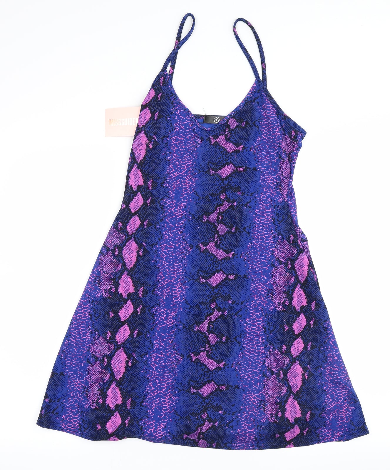 Missguided Womens Blue Animal Print  Tank Dress  Size 12  - snake skin