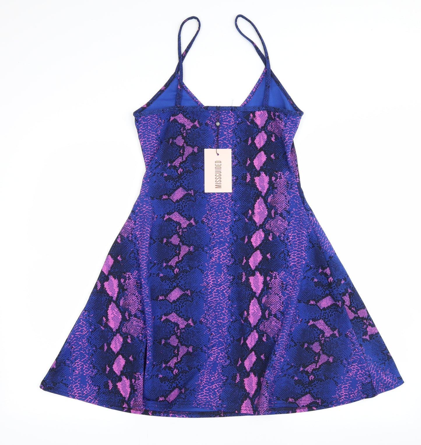 Missguided Womens Blue Animal Print  Tank Dress  Size 12  - snake skin