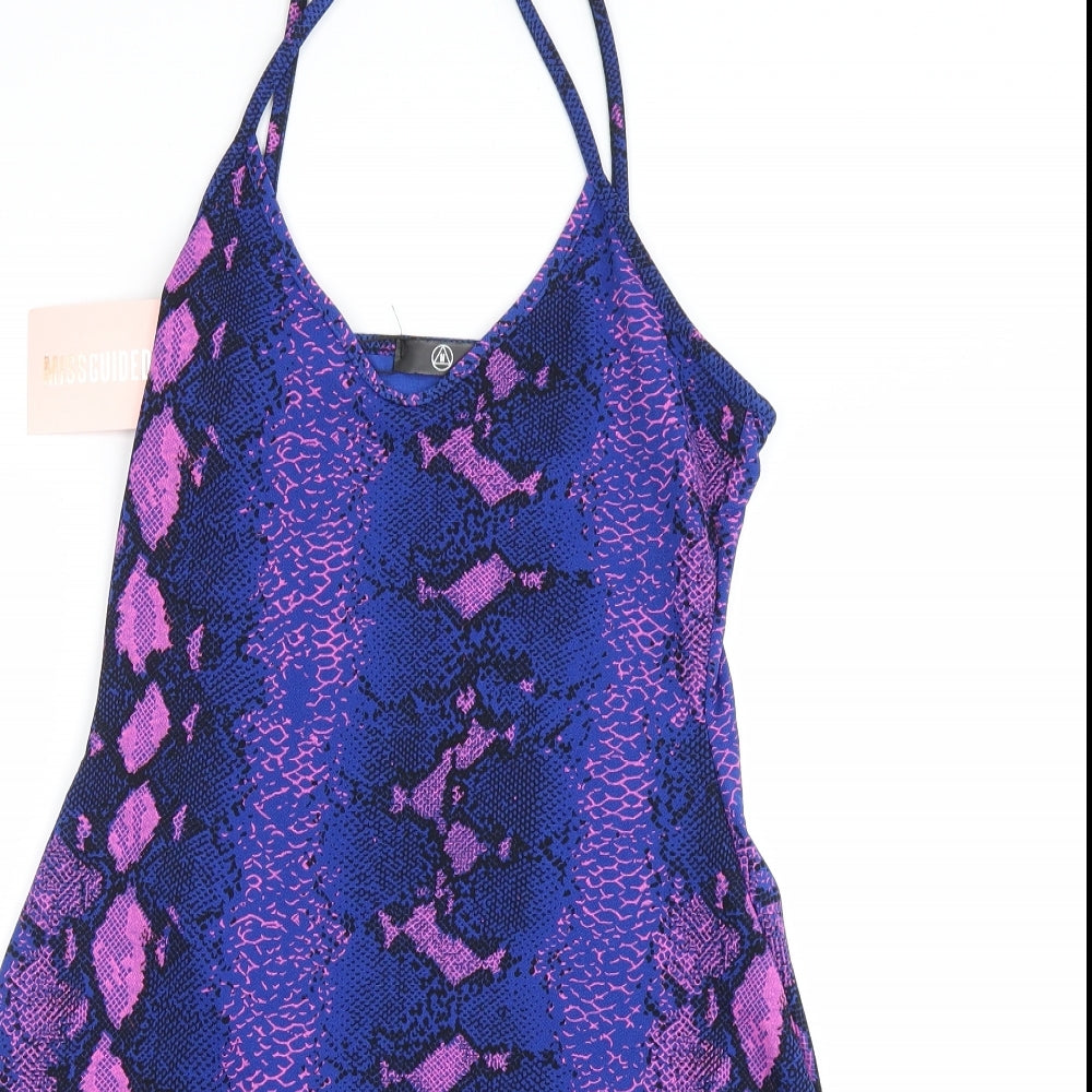 Missguided Womens Blue Animal Print  Tank Dress  Size 12  - snake skin