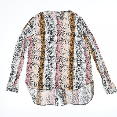 George Womens Yellow Animal Print  Basic Button-Up Size 12  - snake skin