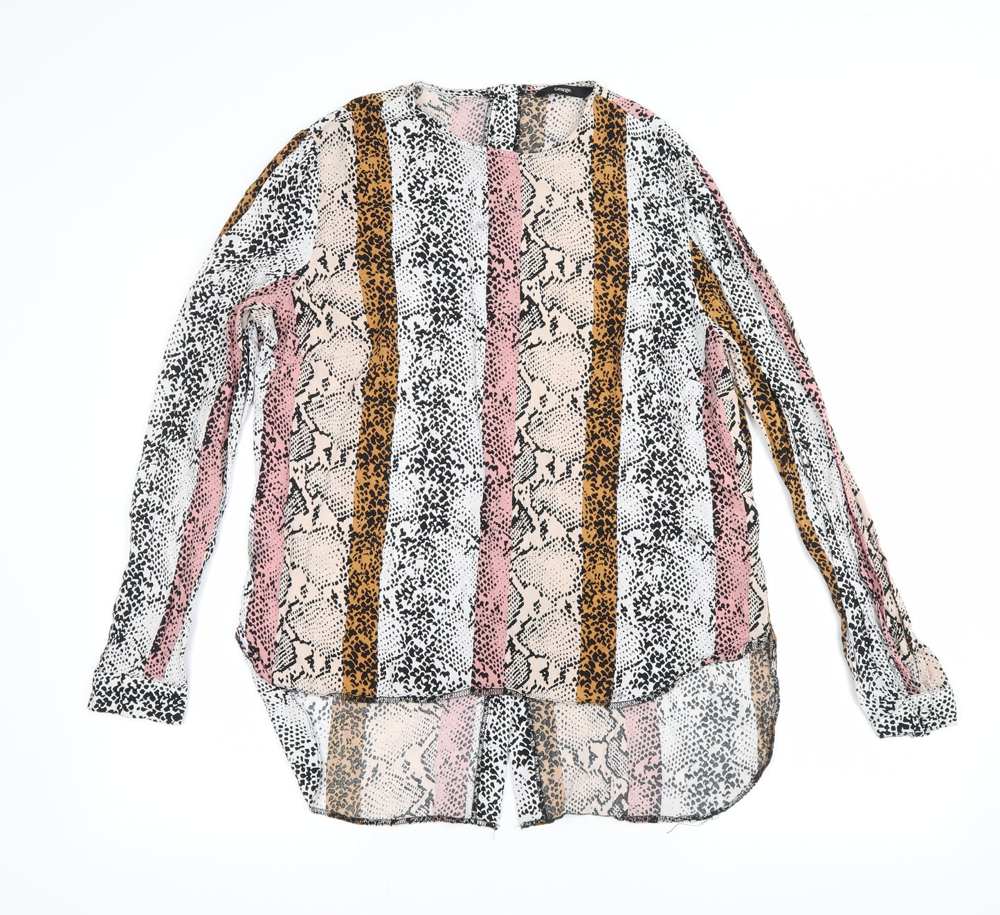 George Womens Yellow Animal Print  Basic Button-Up Size 12  - snake skin