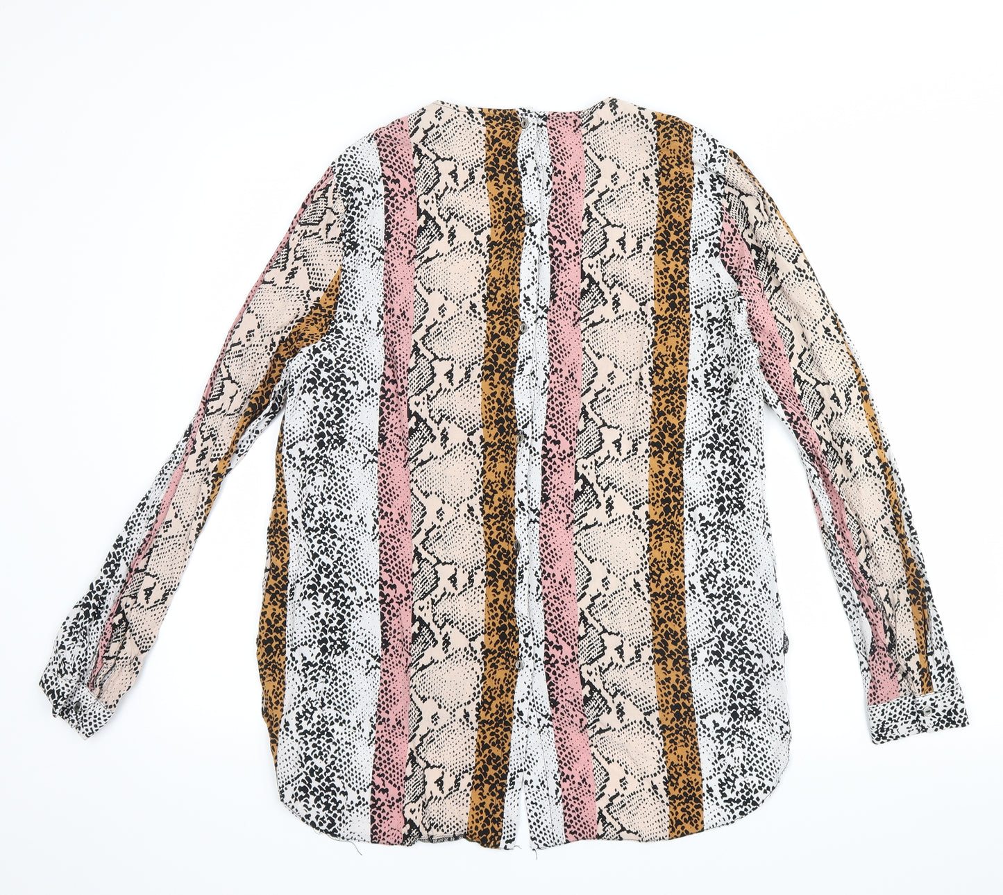 George Womens Yellow Animal Print  Basic Button-Up Size 12  - snake skin