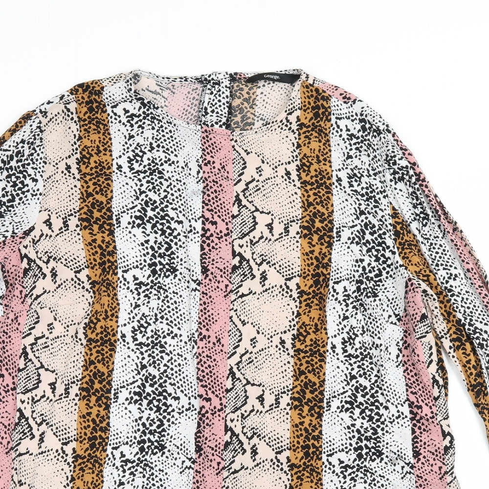 George Womens Yellow Animal Print  Basic Button-Up Size 12  - snake skin