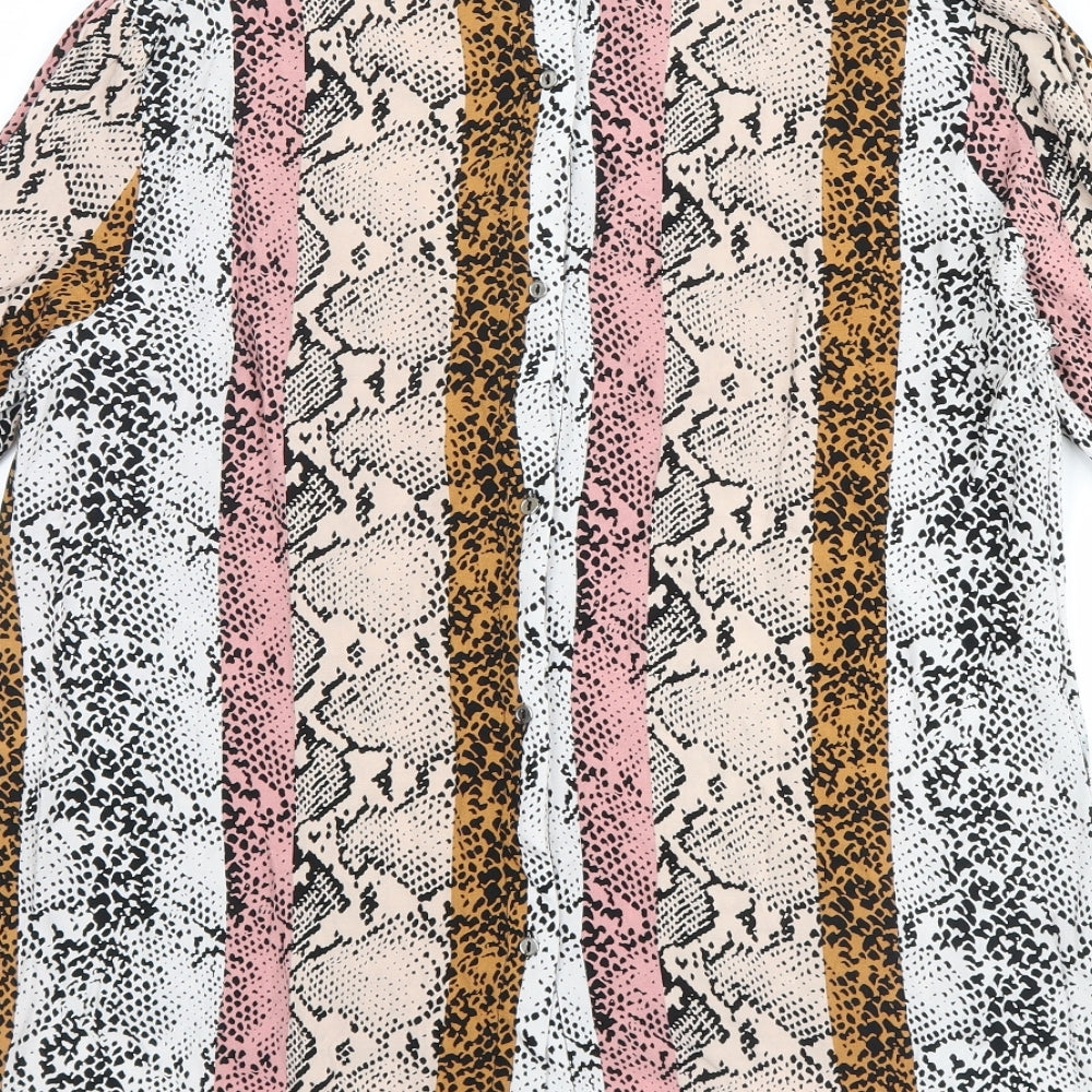 George Womens Yellow Animal Print  Basic Button-Up Size 12  - snake skin