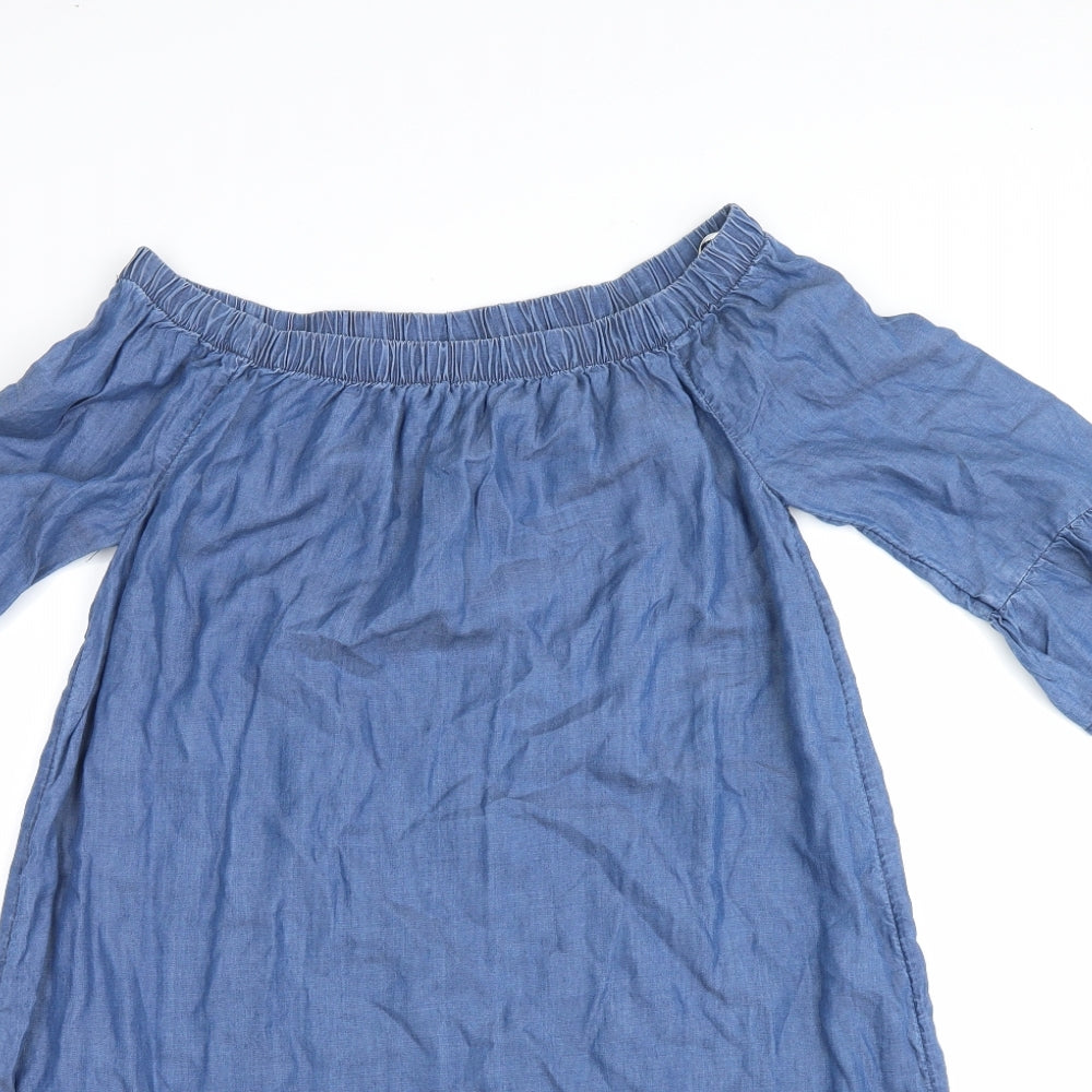 H&M Womens Blue   Shirt Dress  Size 12