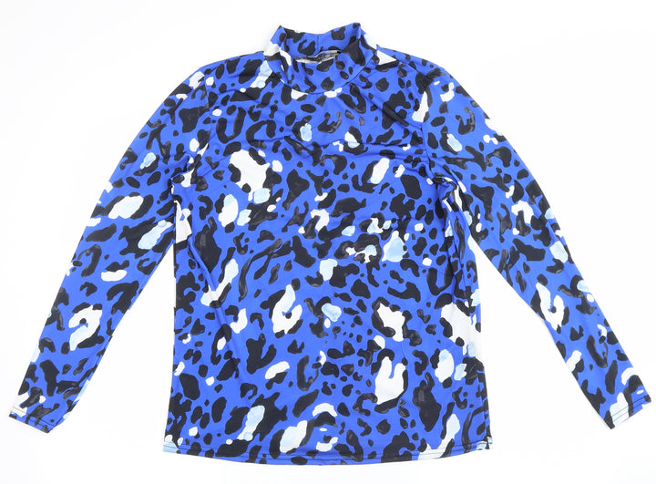 Very Womens Blue Animal Print Pullover Sweatshirt Size 12 - leopard print