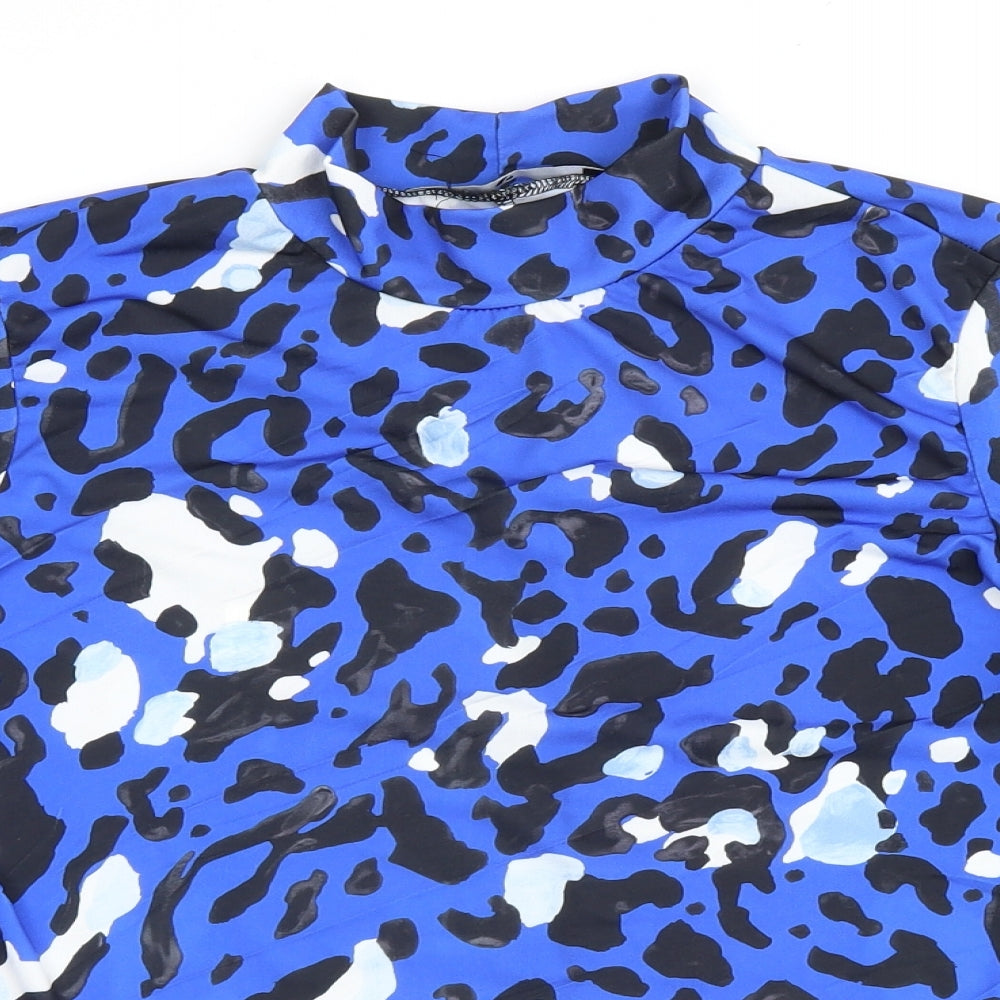 Very Womens Blue Animal Print  Pullover Sweatshirt Size 12  - leopard print
