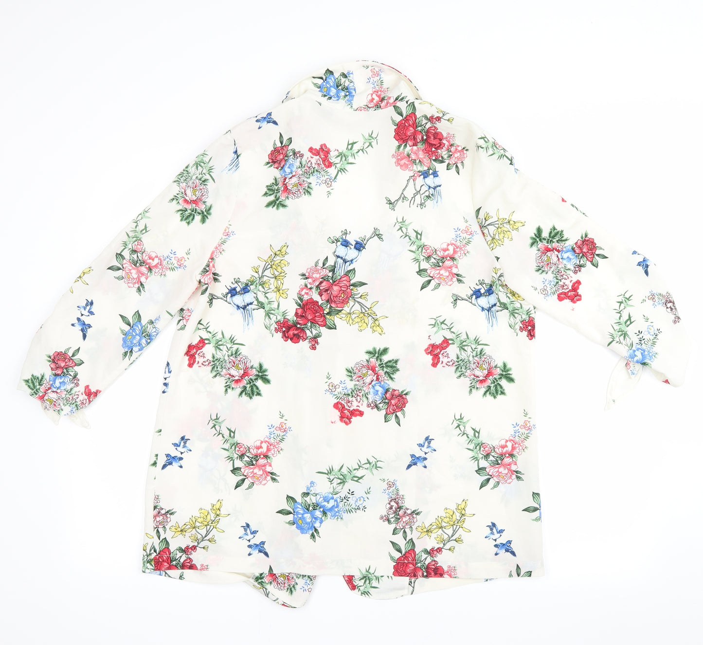 Primark Womens Ivory Floral  Basic Blouse Size 14  - blue jays
