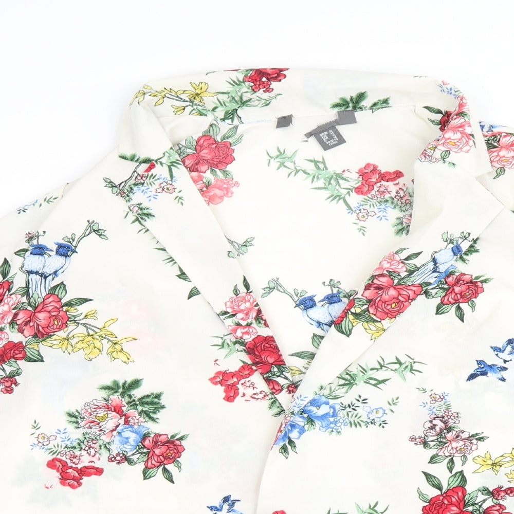 Primark Womens Ivory Floral  Basic Blouse Size 14  - blue jays