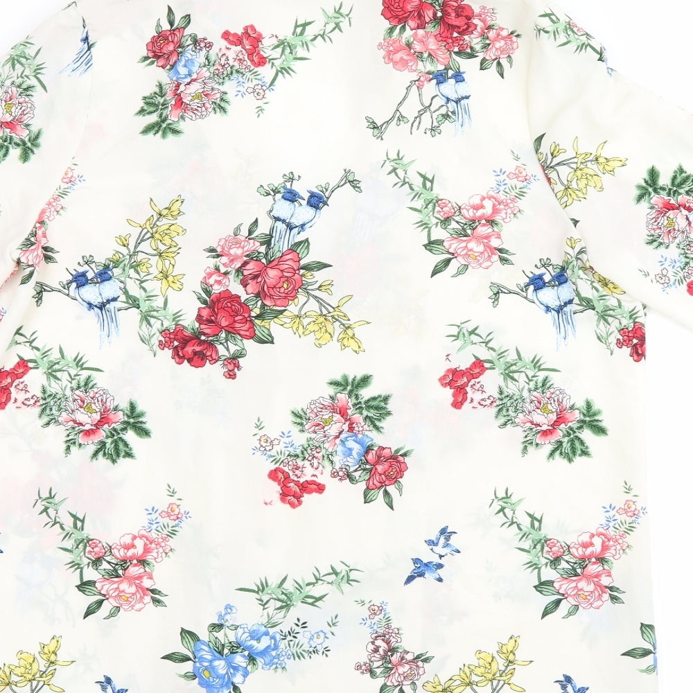 Primark Womens Ivory Floral  Basic Blouse Size 14  - blue jays