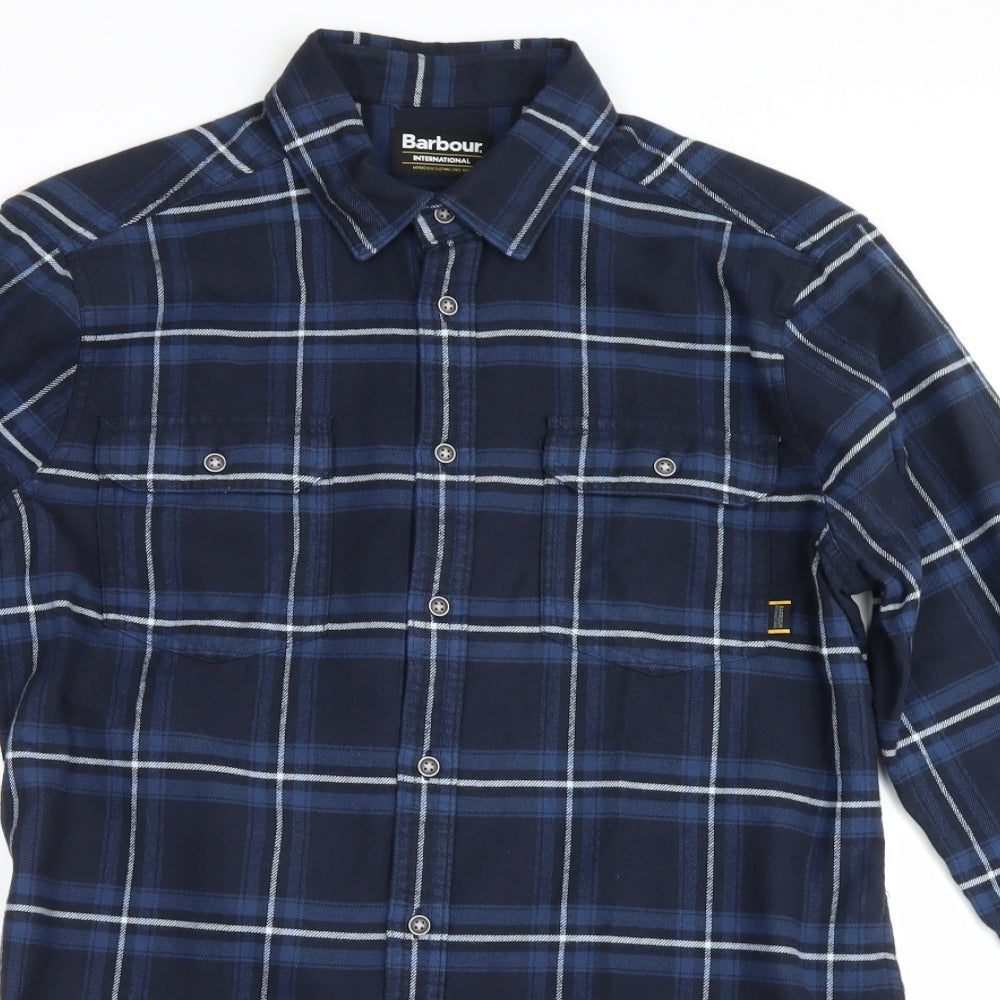 Barbour Mens Blue Plaid   Button-Up Size M