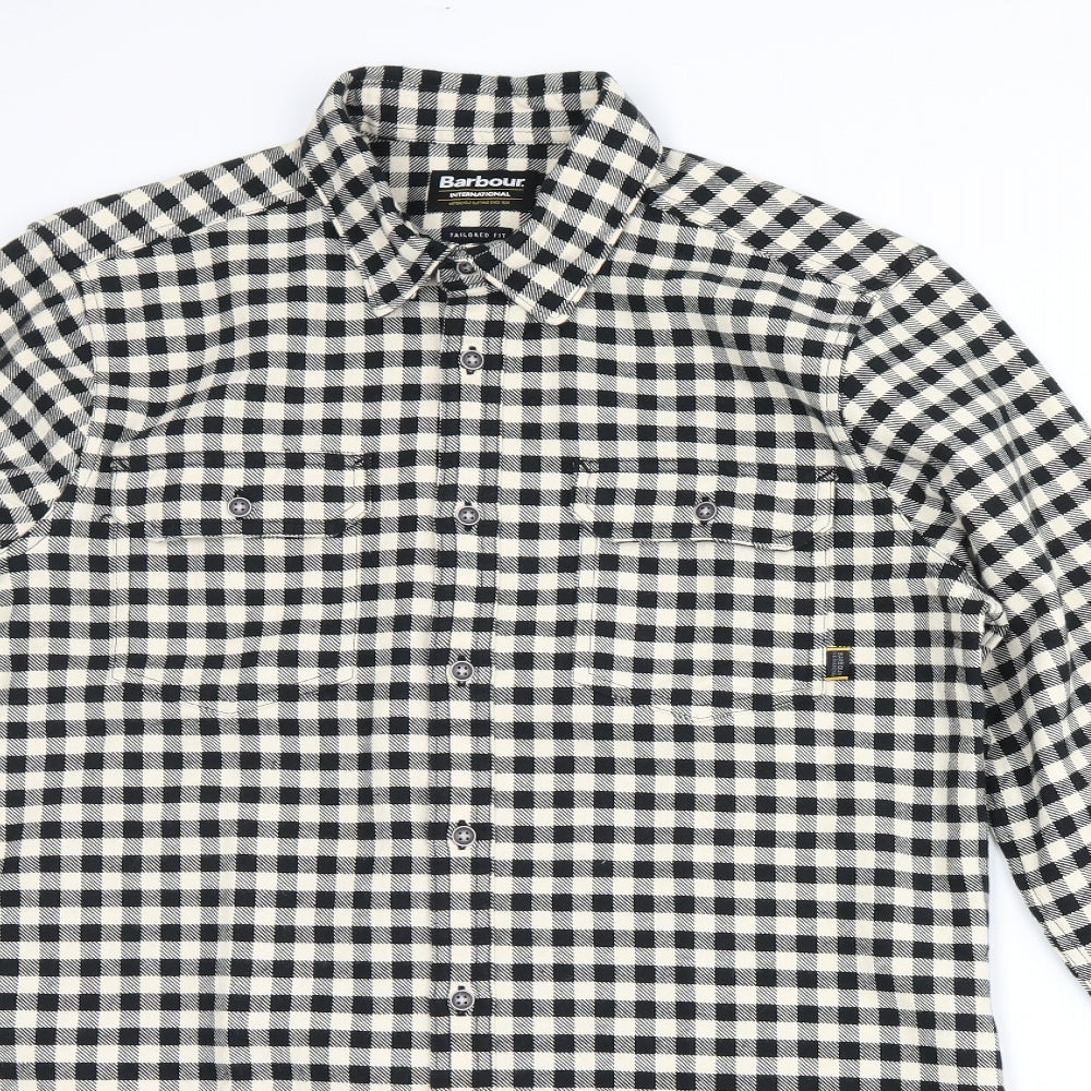 Barbour Mens White Plaid   Button-Up Size M