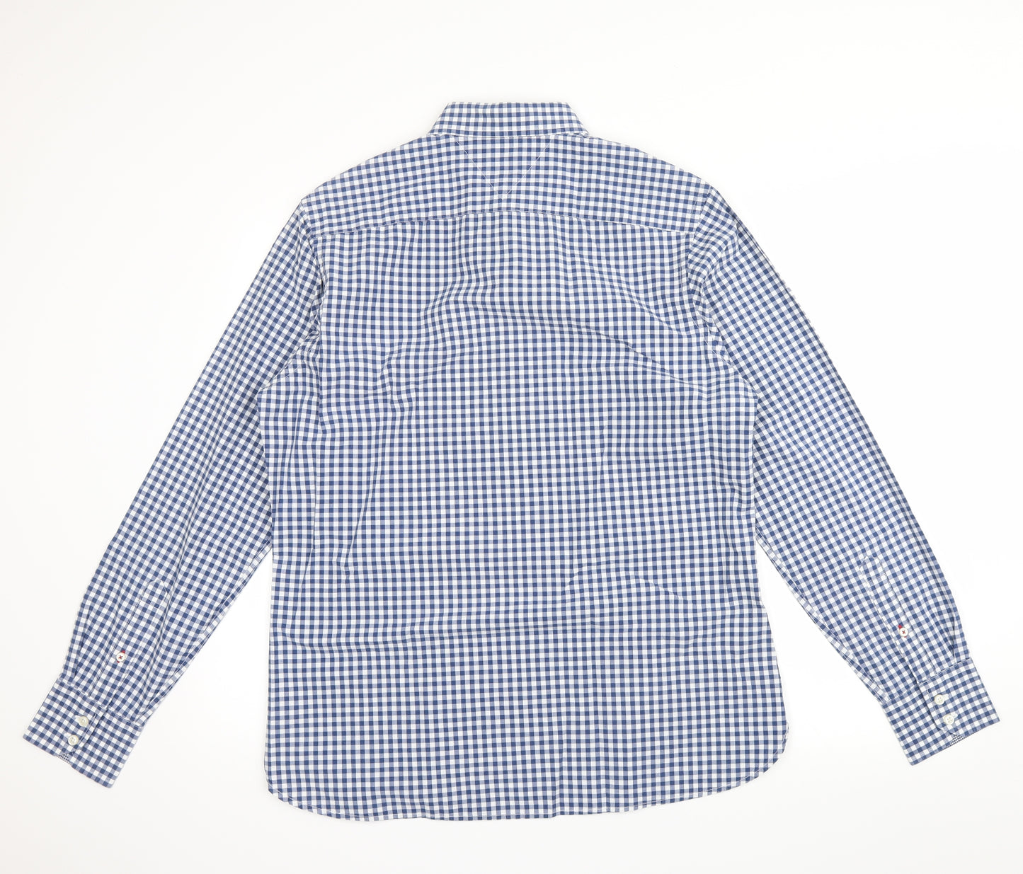 Tommy Hillfiger Mens Blue Plaid   Button-Up Size M