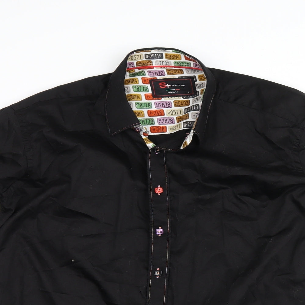 milano  Mens Black    Button-Up Size L  - licence plate