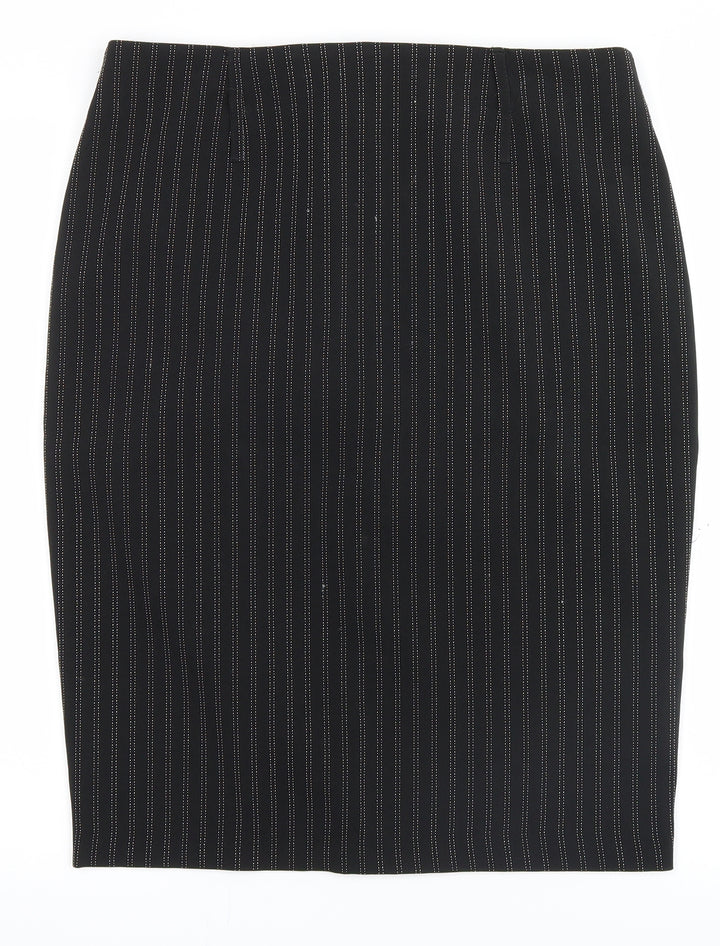 AMARANTO Womens Black Striped Straight & Pencil Skirt Size 12