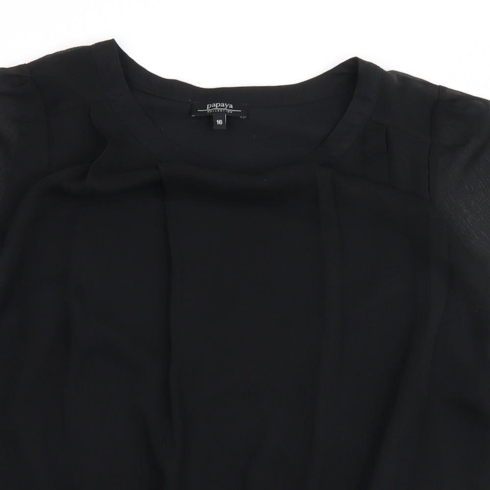 Papaya Womens Black   Basic Blouse Size 16