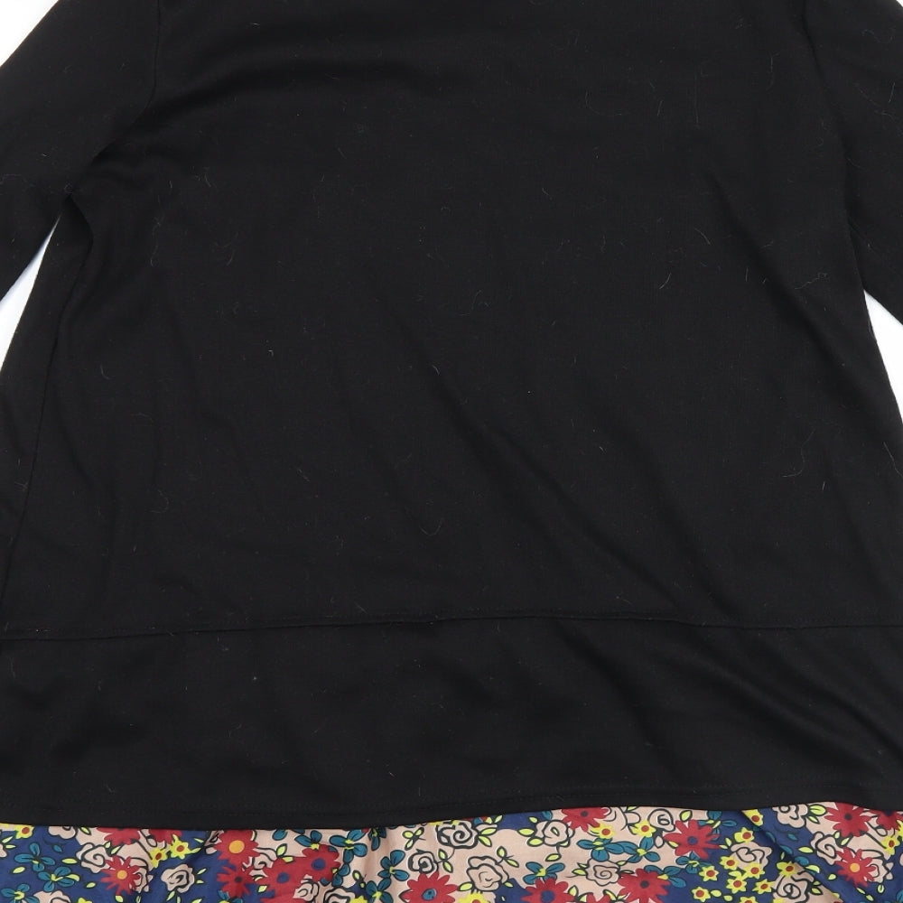 Preworn Womens Black Floral  Basic Blouse Size M