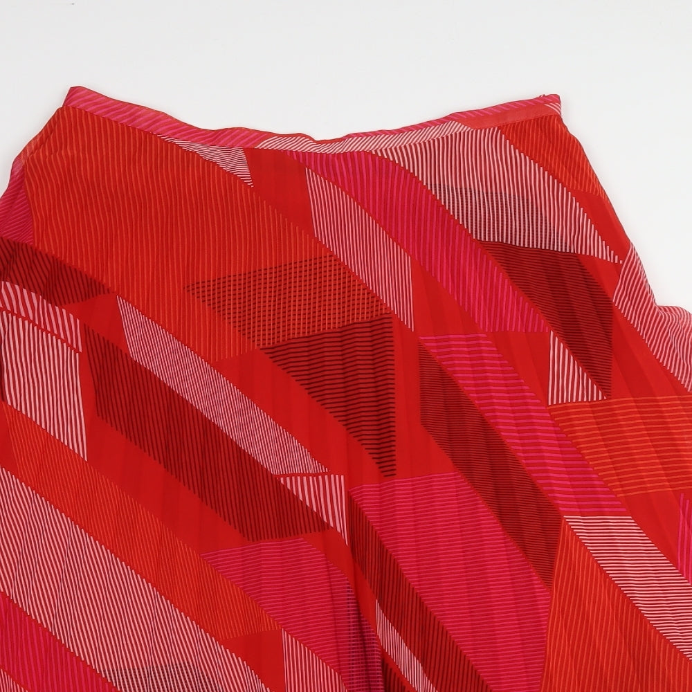 Marks and Spencer Womens Red Geometric  Peasant Skirt Size 14
