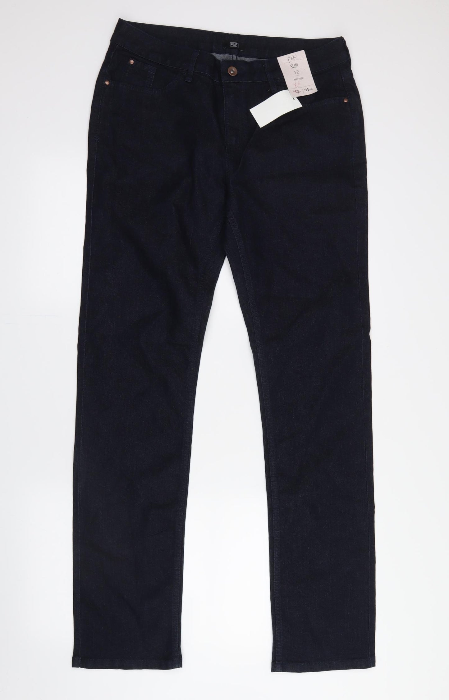F&F Womens Blue  Denim Straight Jeans Size 12