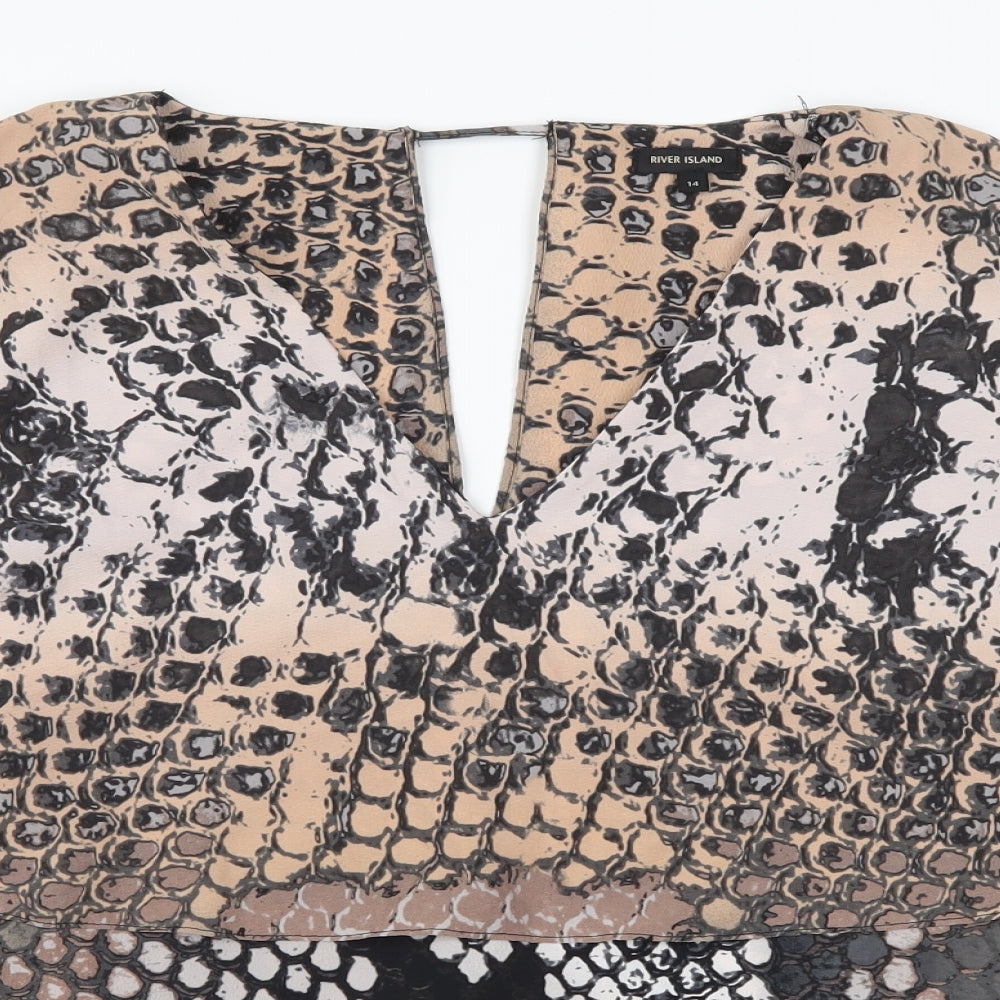 NEXT Womens Brown Animal Print  Basic Blouse Size 14