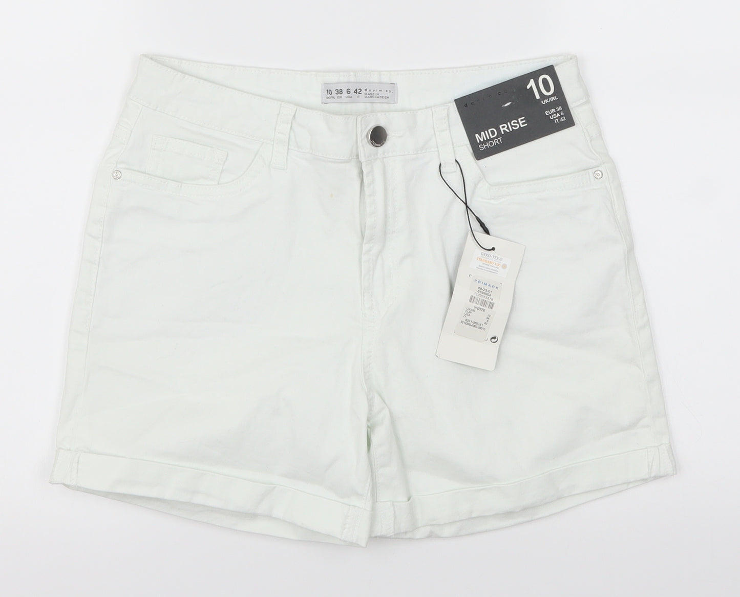 Primark Womens White   Hot Pants Shorts Size 10