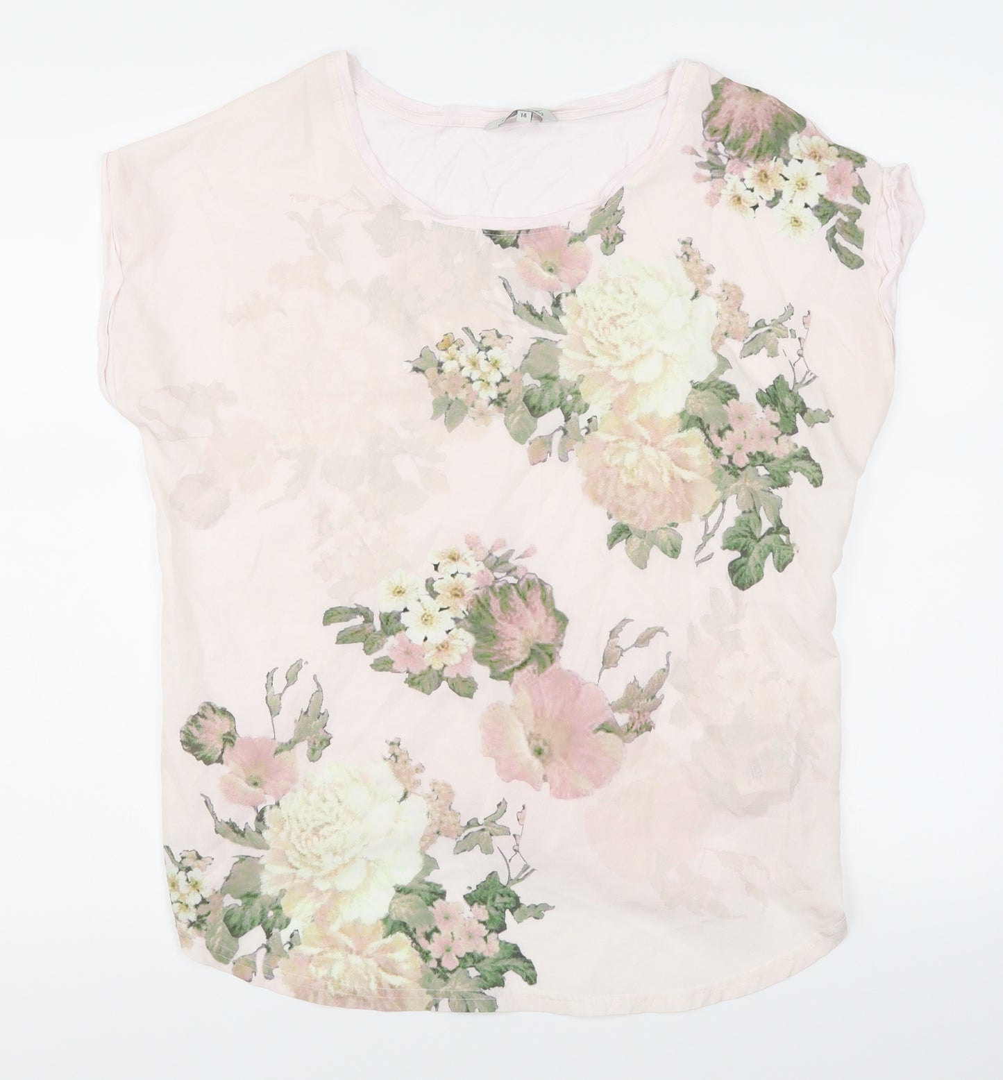 Peacocks Womens Pink Floral  Basic Blouse Size 14