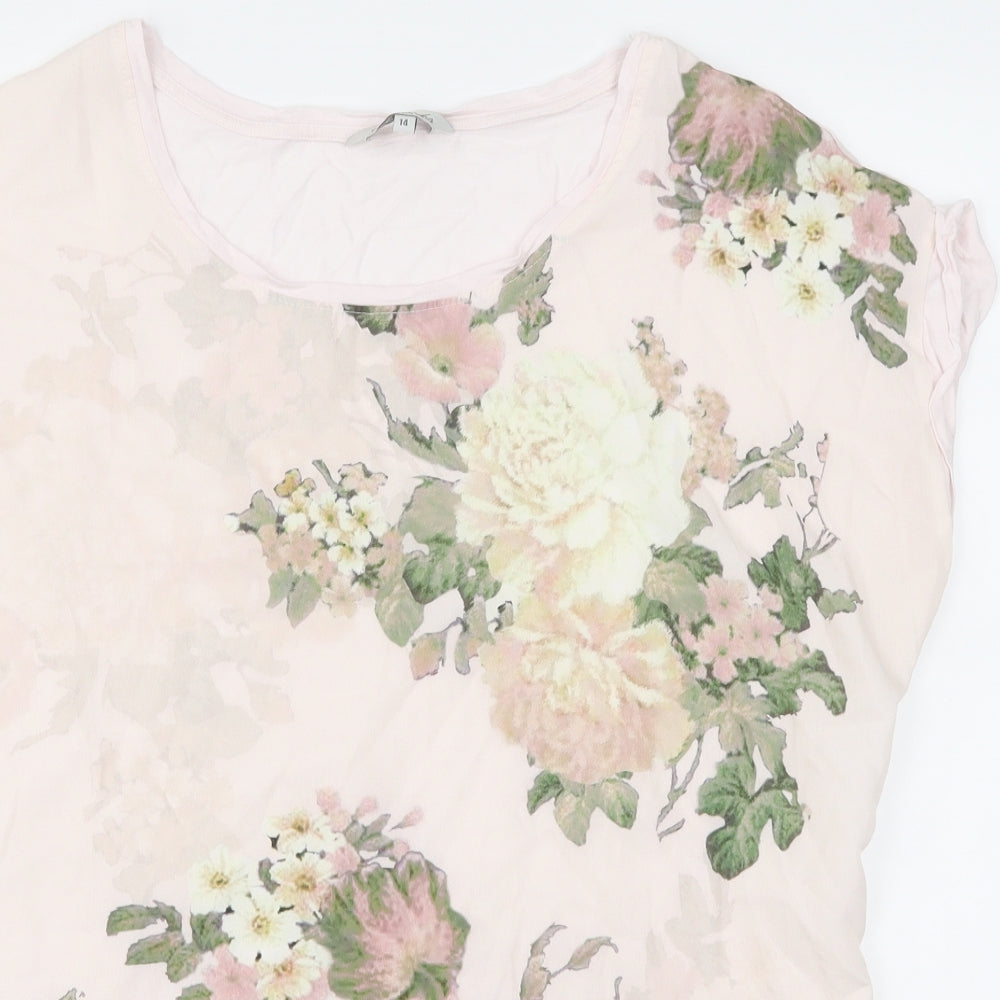 Peacocks Womens Pink Floral  Basic Blouse Size 14