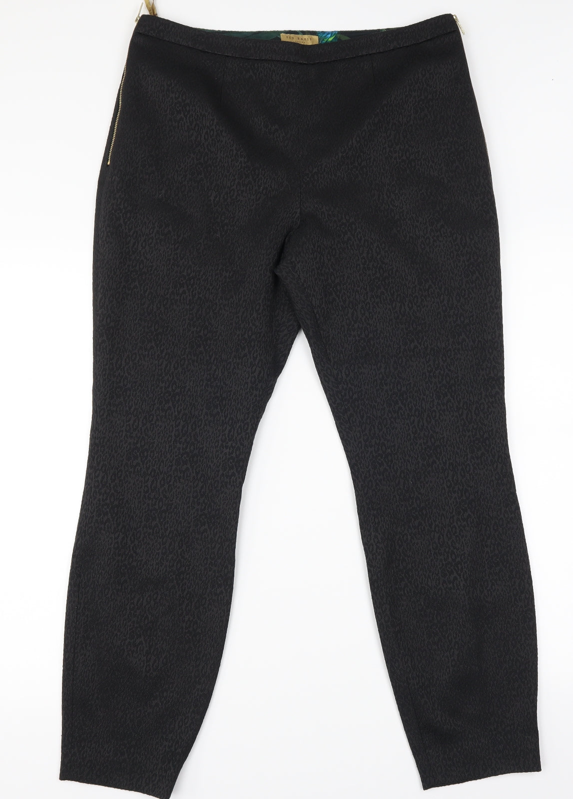 Ted Baker Womens Black Animal Print  Trousers  Size 4 L26 in