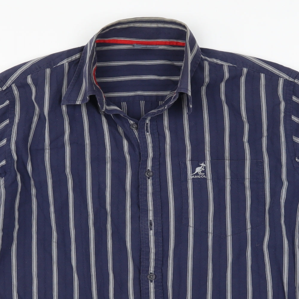 Kangol Mens Blue Striped   Button-Up Size S