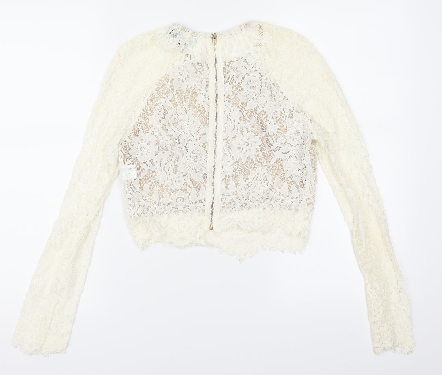 PRETTYLITTLETHING Womens Ivory   Cropped Blouse Size 8