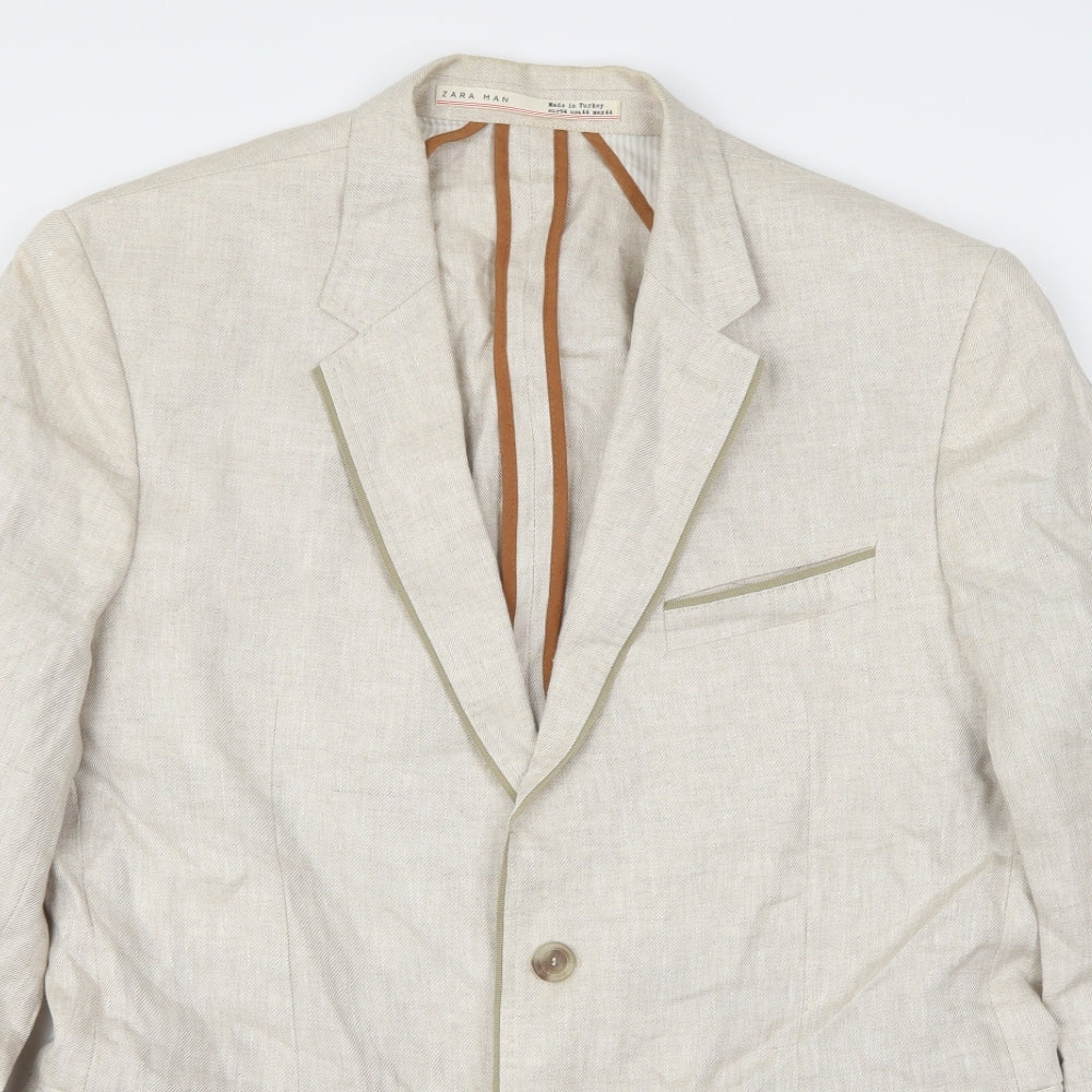 Zara Mens Beige   Jacket Sport Coat Size 54