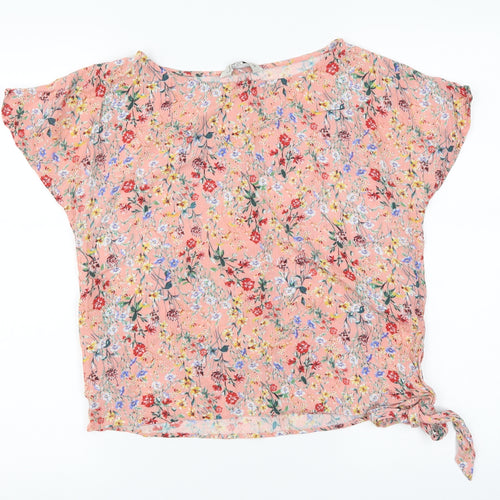 F&F Womens Pink Floral  Cropped Blouse Size 8