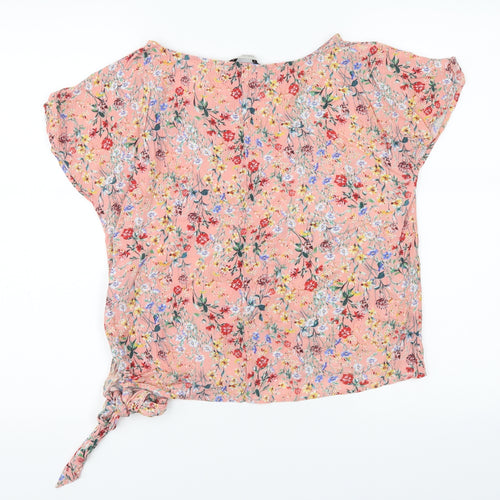 F&F Womens Pink Floral  Cropped Blouse Size 8