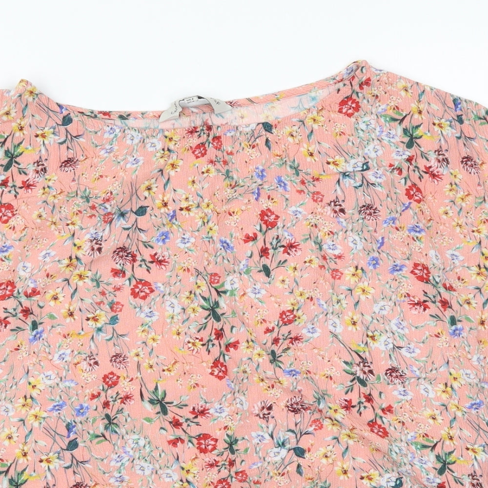 F&F Womens Pink Floral  Cropped Blouse Size 8
