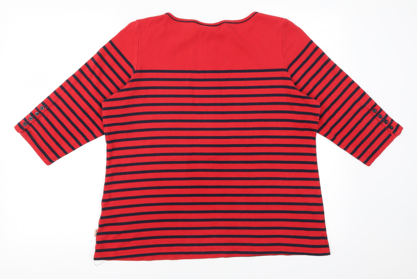 Maine Womens Red Striped  Basic T-Shirt Size 18