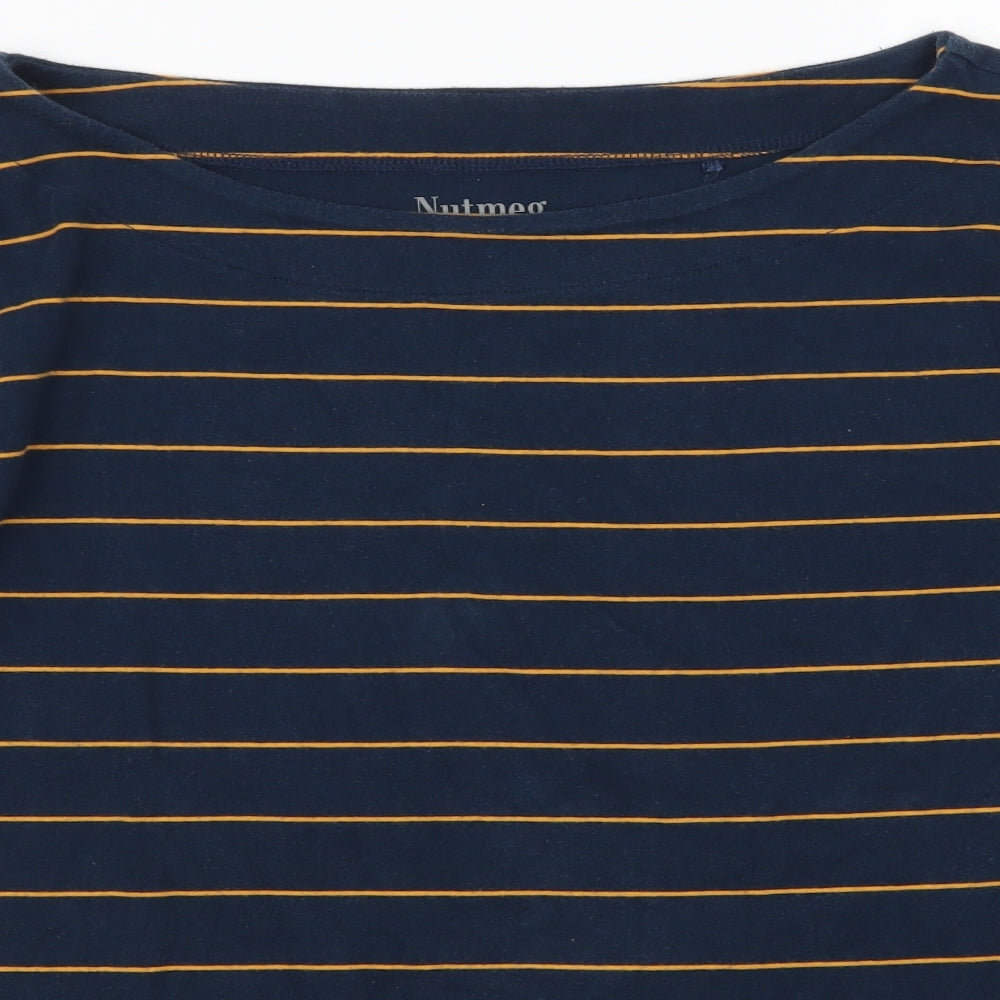 Nutmeg Womens Blue Striped  Basic T-Shirt Size 18