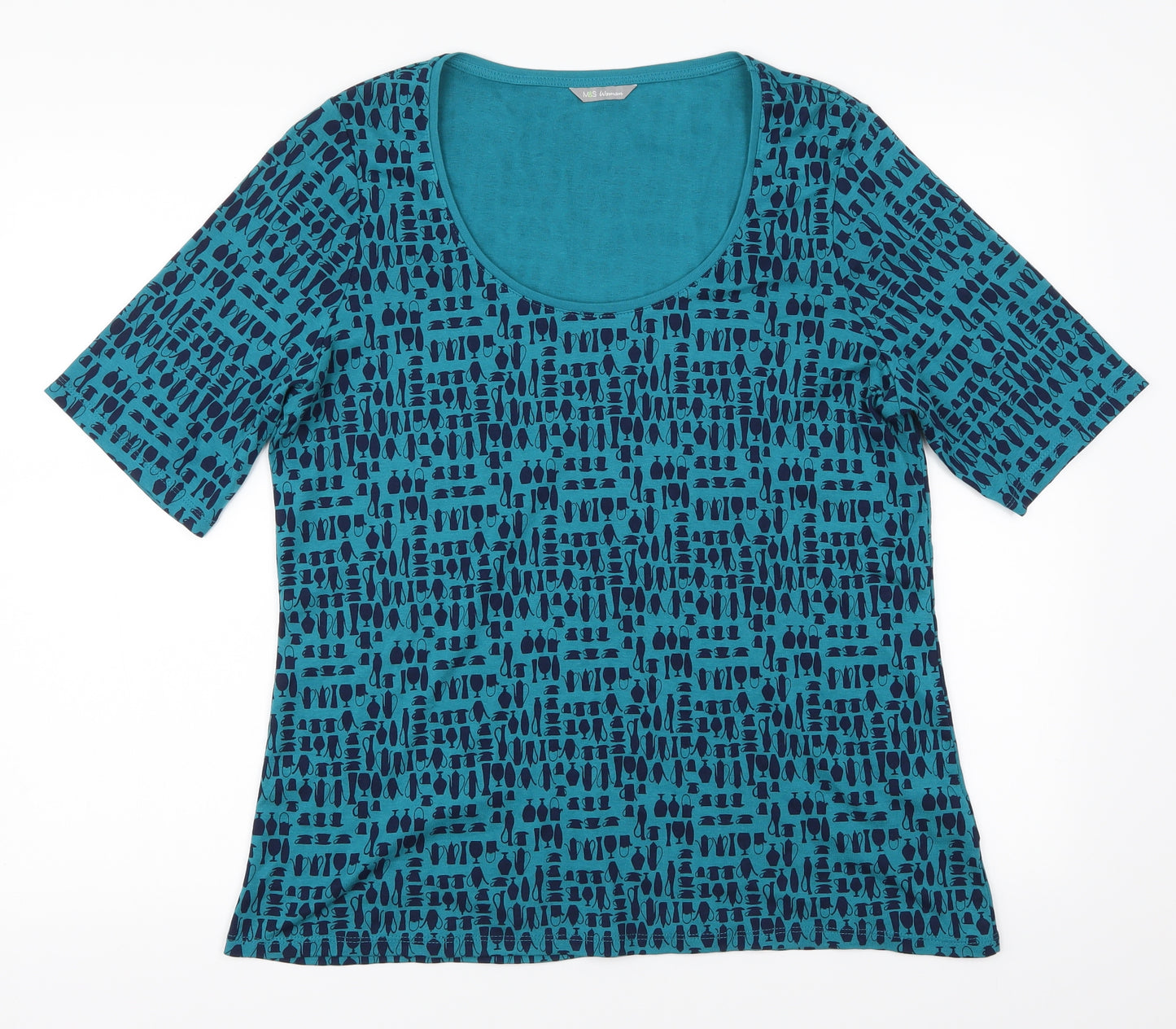 Marks and Spencer Womens Blue Polka Dot  Basic T-Shirt Size 20