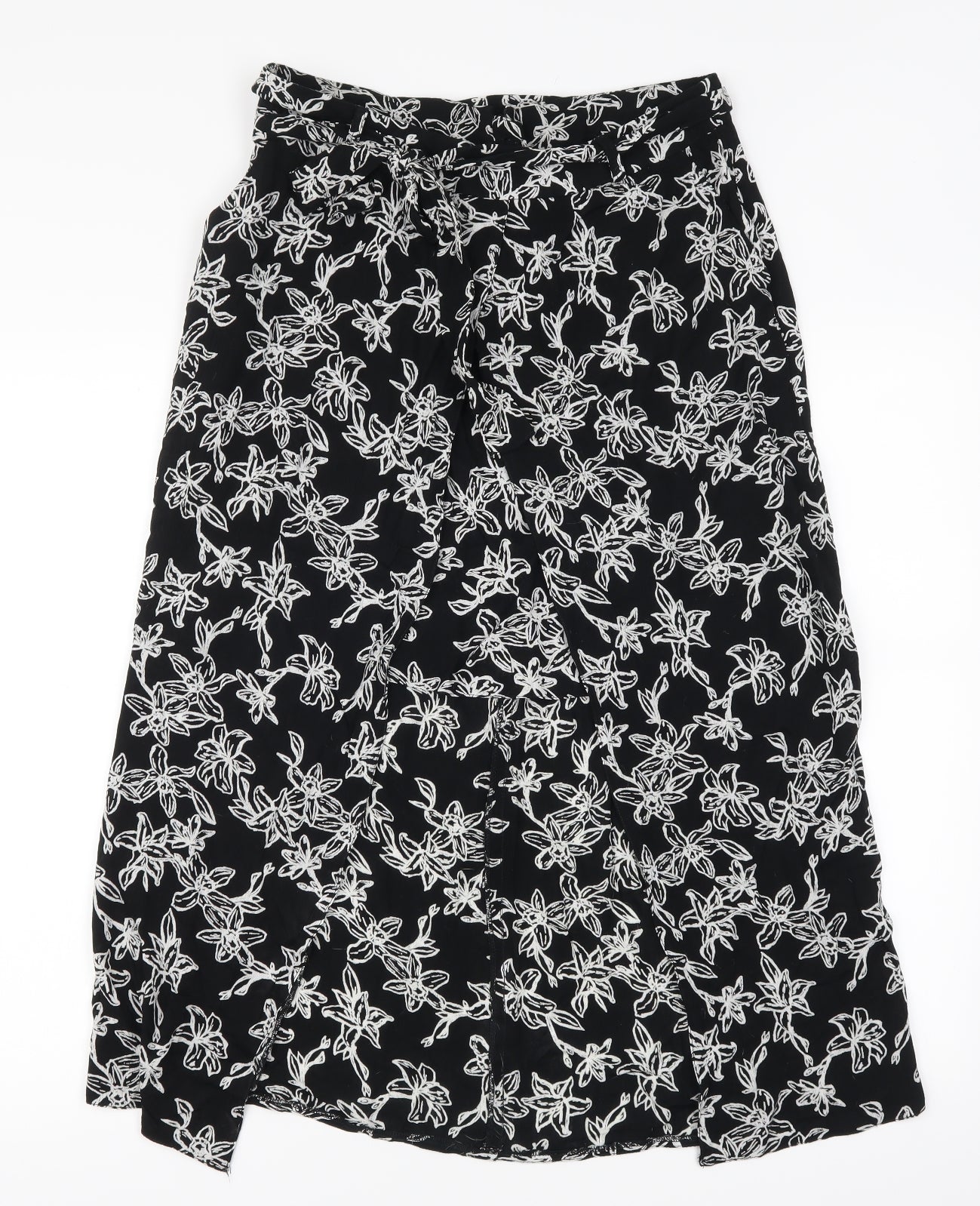 George Womens Black Floral  A-Line Skirt Size 10  - open with mini skirt underneath